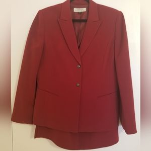 Tahari ASL Skirt Suit Burgundy Coat Jacket Skirt Suit Size 14